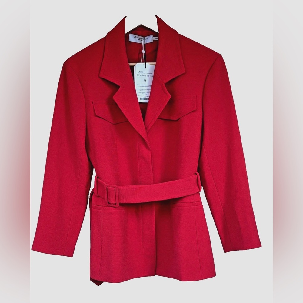 Women’s M.M.LaFleur Emalis 2.0 Belted Red Work Blazer Jacket Size 4 NWT
